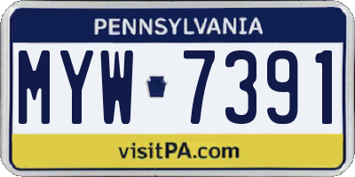PA license plate MYW7391