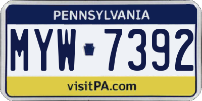 PA license plate MYW7392