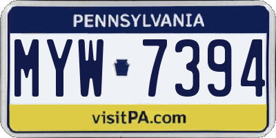PA license plate MYW7394