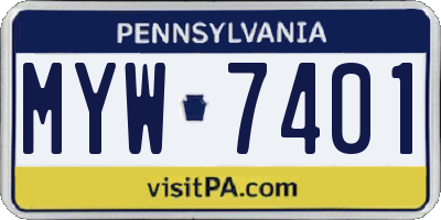 PA license plate MYW7401