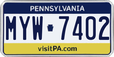 PA license plate MYW7402