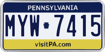 PA license plate MYW7415