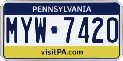PA license plate MYW7420