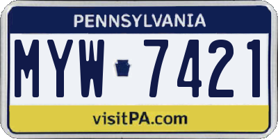 PA license plate MYW7421