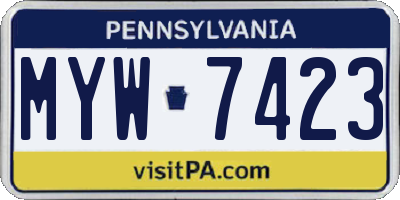 PA license plate MYW7423