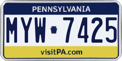 PA license plate MYW7425