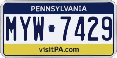 PA license plate MYW7429