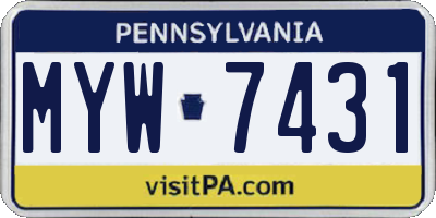PA license plate MYW7431