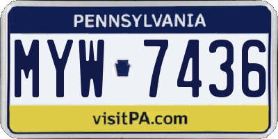 PA license plate MYW7436