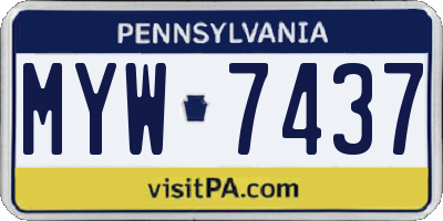 PA license plate MYW7437