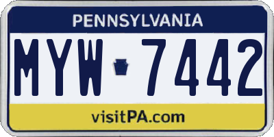 PA license plate MYW7442