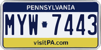 PA license plate MYW7443