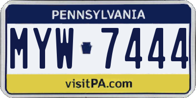 PA license plate MYW7444