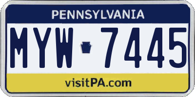 PA license plate MYW7445