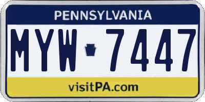 PA license plate MYW7447