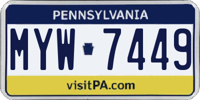 PA license plate MYW7449