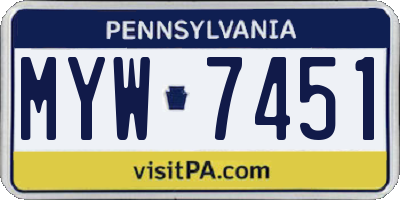 PA license plate MYW7451
