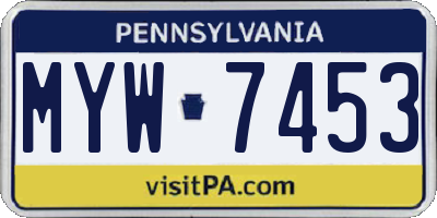 PA license plate MYW7453
