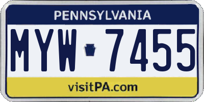 PA license plate MYW7455