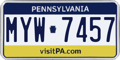 PA license plate MYW7457
