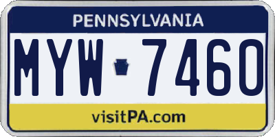 PA license plate MYW7460