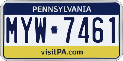PA license plate MYW7461