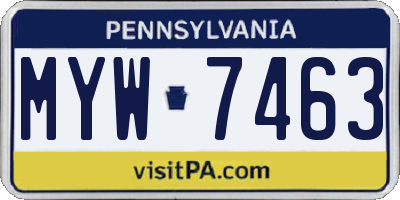 PA license plate MYW7463