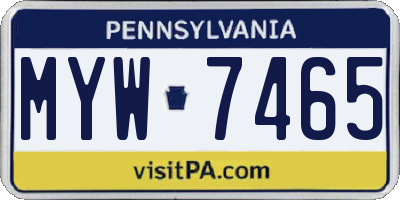 PA license plate MYW7465