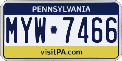 PA license plate MYW7466
