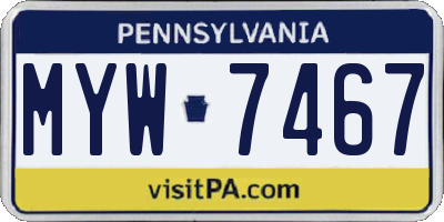 PA license plate MYW7467