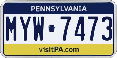 PA license plate MYW7473