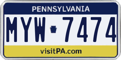 PA license plate MYW7474