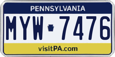 PA license plate MYW7476