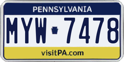 PA license plate MYW7478