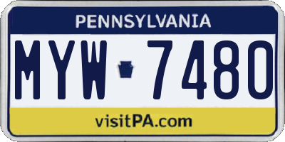PA license plate MYW7480