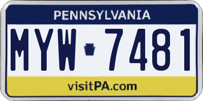 PA license plate MYW7481