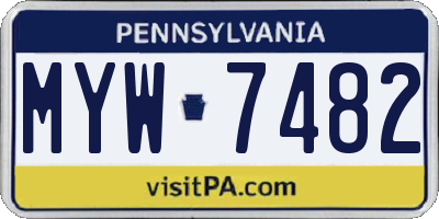 PA license plate MYW7482