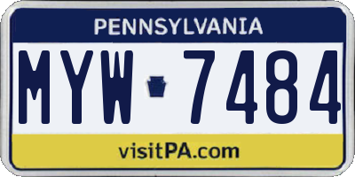 PA license plate MYW7484