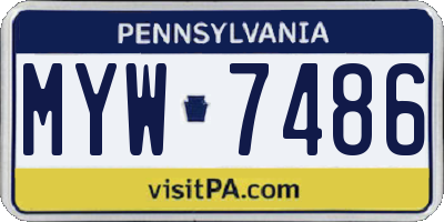 PA license plate MYW7486