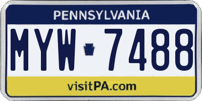 PA license plate MYW7488