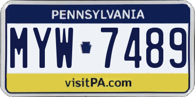 PA license plate MYW7489