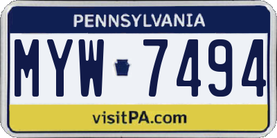 PA license plate MYW7494