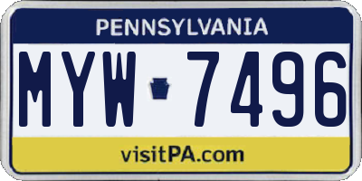 PA license plate MYW7496