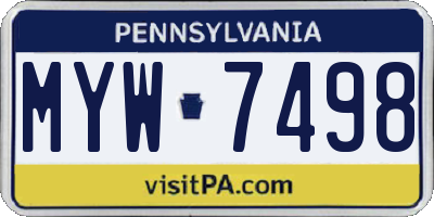 PA license plate MYW7498