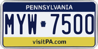 PA license plate MYW7500