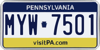 PA license plate MYW7501