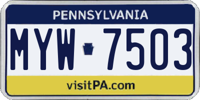 PA license plate MYW7503
