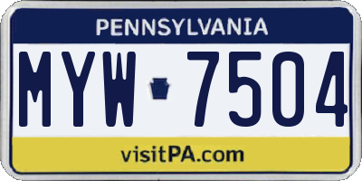 PA license plate MYW7504