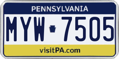 PA license plate MYW7505