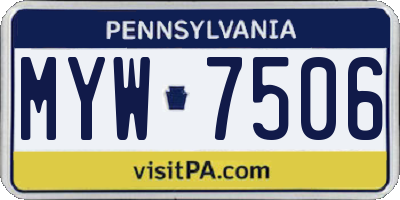 PA license plate MYW7506
